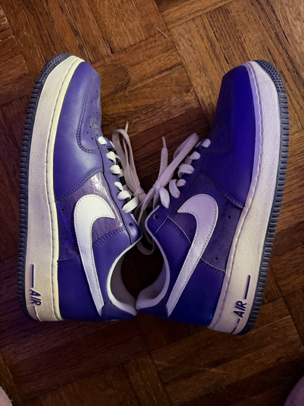 Nike Purple and White Air Force 1 Low Sneakers